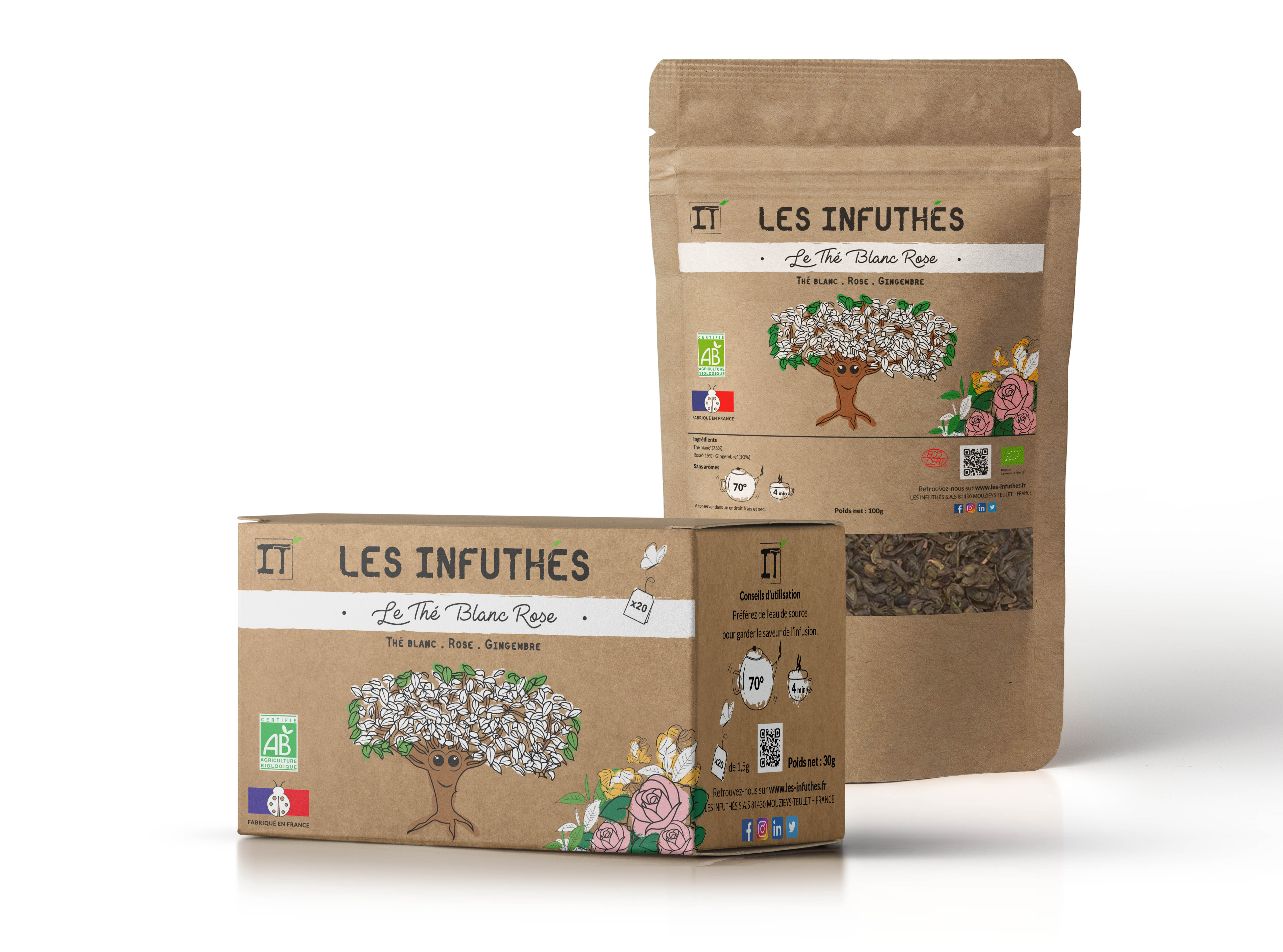 Thé Blanc Rose (Format : Boite de 20 sachets)